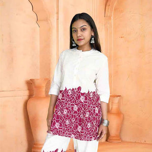 Maroon & Off-White Floral Co-ord Set - The Sutra Space