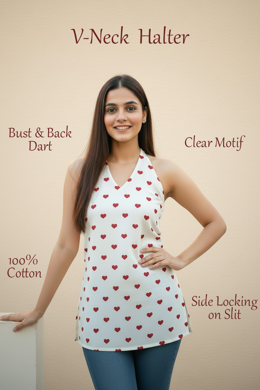 White Romance Backless Halter Kurti