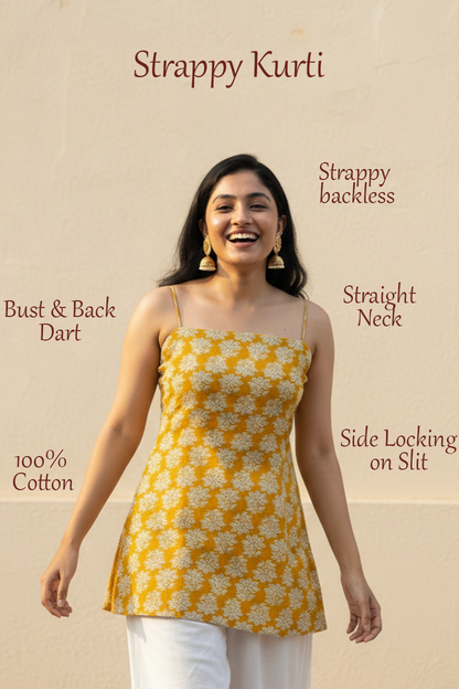 Marigold Botanical Strappy Kurti