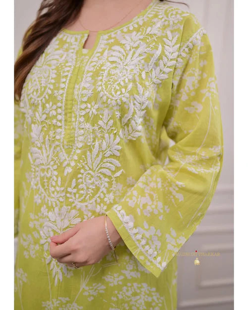 Green Chikankari Kurta with Pant (Copy)
