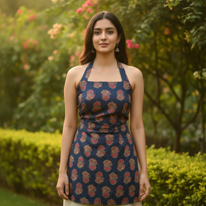 Backless Halter Square Neck Printed Kurti