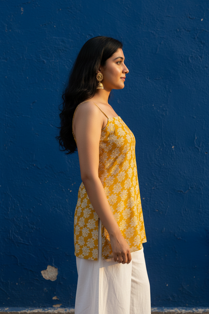 Marigold Botanical Strappy Kurti