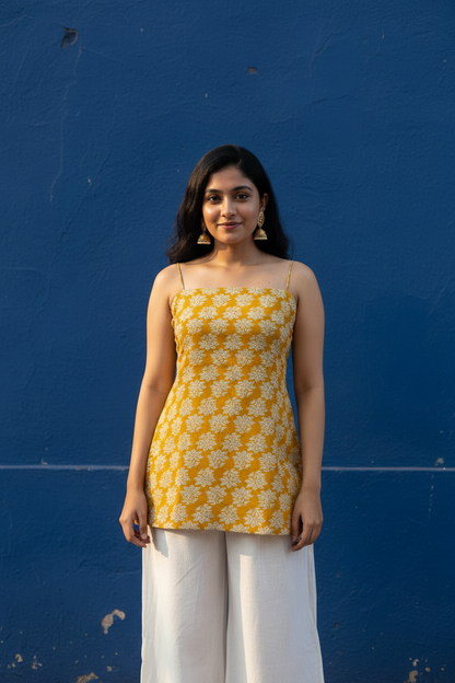 Marigold Botanical Strappy Kurti