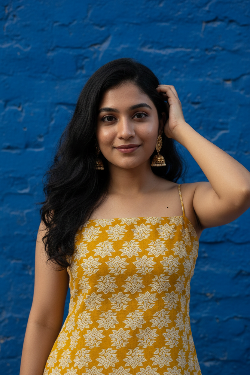 Marigold Botanical Strappy Kurti