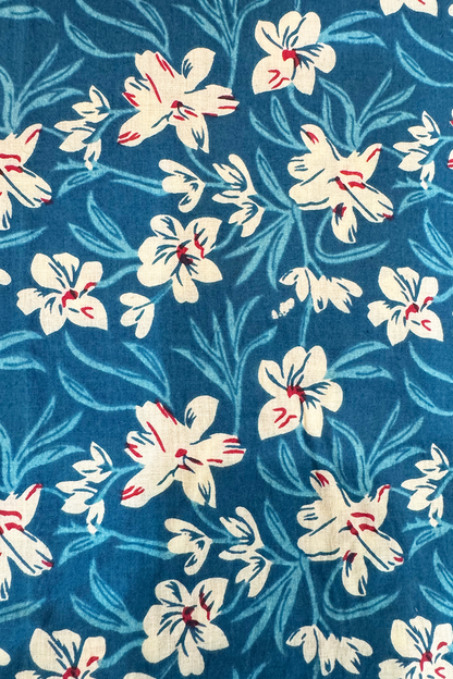 Turquoise Floral Bell Sleeve Corset Back Kurti