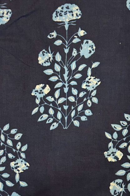 Backless Floral Block Print Black Kurti with Halter Neck