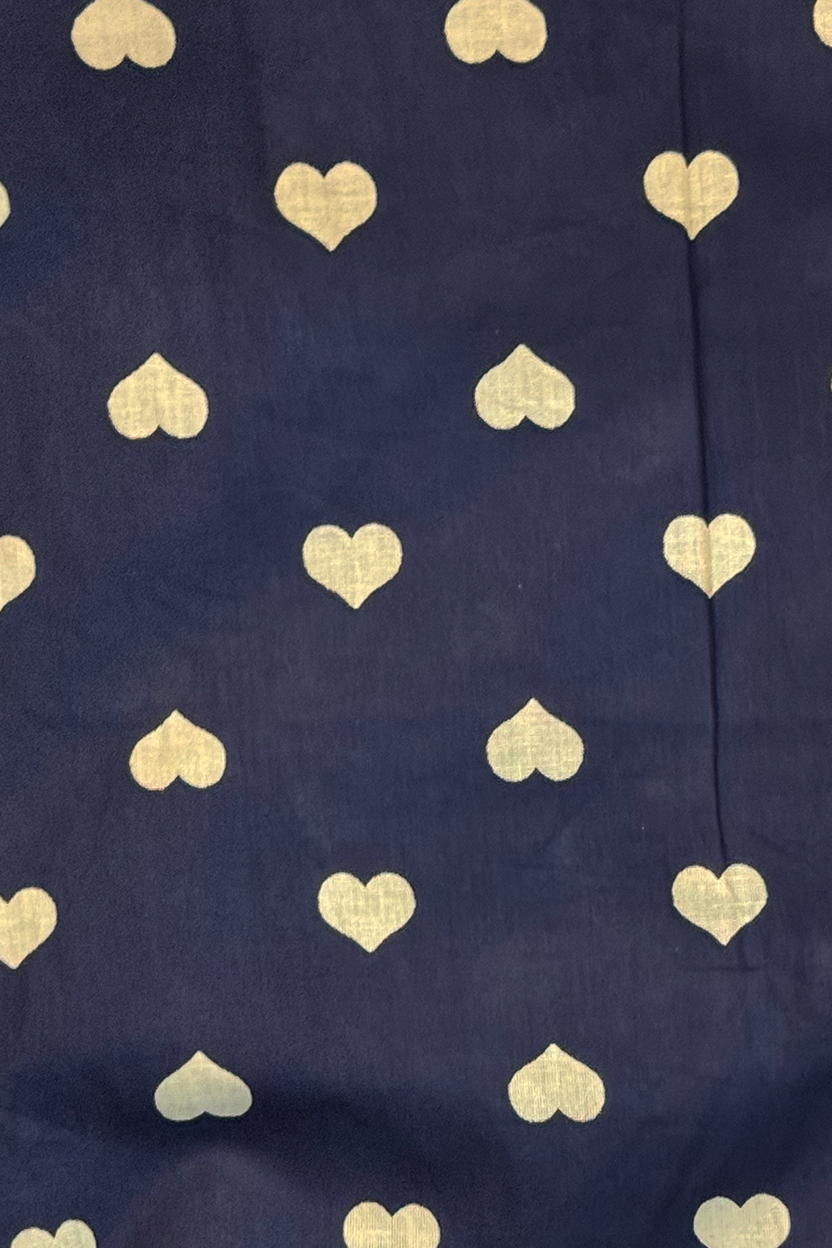 Navy Blue Heart Print Halter Kurti