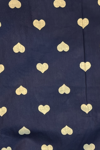 Navy Blue Heart Print Halter Kurti