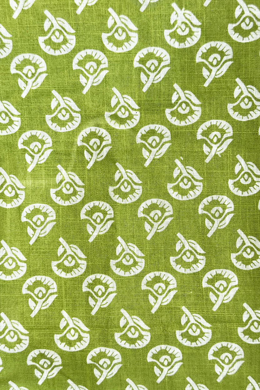 Sage Green Block Print Halter Neck Summer Kurti