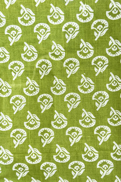 Sage Green Block Print Halter Neck Summer Kurti